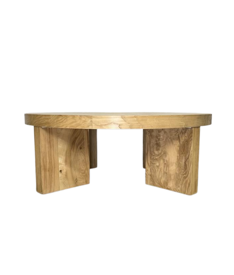 Lulu and Georgia Kearns Round Burl Wood Coffee Table