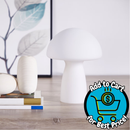 Urban Shop Novelty Glass Mushroom Lamp, Off-White Matte, 12" H, Plug-in white