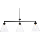 Elegant Lighting Living District LD2502BK Mera 3 Light 38 inch Black Linear Pendant Ceiling Light
