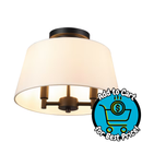 Better Homes & Gardens 2-Light Matte Black Indoor Flush Mount Light, Fabric Shade, Bulbs Included