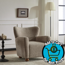 Christopher Knight Home Wingback Chair, Boucle Upholstered Accent Chair with Solid Wood Legs, Light Brown