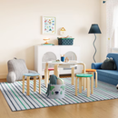 Mainstays Kids Washable Striped Area Rug, Blue and Green, 8 ft x 10 ft