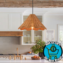 LLHZSY 1 -Light Matte Black Farmhouse Rattan Cone Hanging Pendant Light
