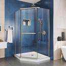 DreamLine Prism Brushed Nickel 34-1/8-in W x 72-in H Frameless Neo Angle Pivot Shower door