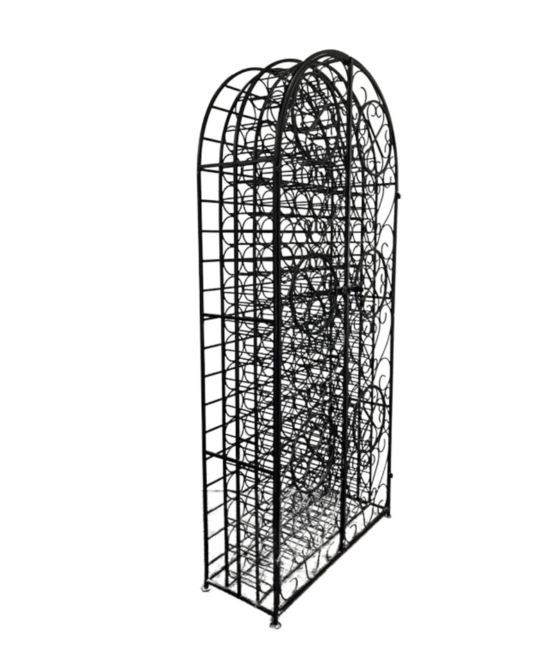 Mid-Century French Iron Gothic Style 140 Bottle Wine Rack