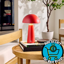 Better Homes & Gardens Rechargeable LED Portable Table Lamp, 9.5 in, Red Dome, Dimmable Touch Sensor