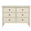 Madison Park Signature Beckett Antique Cream 46" 6-Drawer Solid Wood Dresser with Spindle Legs