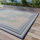 Allen + Roth with STAINMASTER 8-ft x 10-ft Blue Border Outdoor Border Area Rug