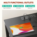 Sweetcrispy Black-Brown Modern Nightstand Bedside Table with 2 Fabric Drawers and Power Outlets