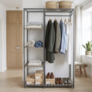 Better Homes & Gardens Farmhouse Style Gray Wood and Metal Clothes Rack with Garment Rod