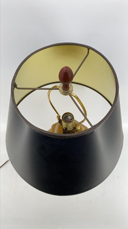 Glossy Amber Ceramic Table Lamp with Black Shade