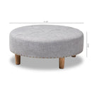 HomeStock Seaside Style Beige Fabric Upholstered Natural Wood Cocktail Ottoman