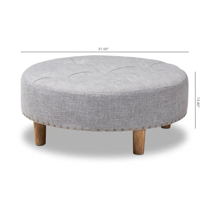 HomeStock Seaside Style Beige Fabric Upholstered Natural Wood Cocktail Ottoman