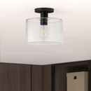 Hailey Home Henri 10.0-in Matte Black Indoor 1.0 -Light LED Semi-flush Mount Light