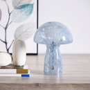 Urban Shop Novelty Glass Mushroom Lamp, Off-White Matte, 12" H, Plug-in Clear blue