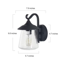 LNC Maison 1 -Light 9.8-in H Matte Black Hardwired Outdoor Wall Light