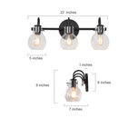 LNC Charm 22-in 3 Light Matte Black Farmhouse Bathroom Vanity Light bar