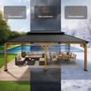 Haxvin 12 ft x 20 ft Solid Wood Hardtop Gazebo with Double Galvanized Steel Roof
