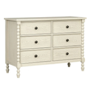 Madison Park Signature Beckett Antique Cream 46" 6-Drawer Solid Wood Dresser with Spindle Legs