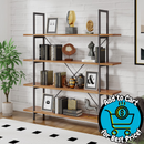 Christopher Knight Home Industrial Iron Bookcase with Solid Wood Shelves and X-Frame in Antique Black Finish