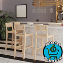 Unfinished Low Back Wood Counter Stool with Wood Seat Set of 2