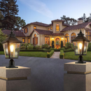 Bayfeve Outdoor Glass Column Headlights Black Hardwired LED Incandescent Post light