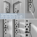 BWE Onyx SPA All-in-One Black and Nickel 20-in Waterfall Dual Head Shower Tower System with 6-way Diverter