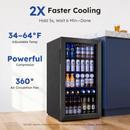 SIMZLIFE 17.3-in W 130-Can Capacity Black Freestanding Beverage Refrigerator 3.2 Cu.ft Mini Fridge Cooler with Reversible Door/Digital Temp Control
