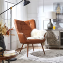 Alden Design Mid-Century Modern Faux Leather Wingback Accent Chair, Brown set of 2