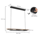 EDISLIVE 5 -Light Black Farmhouse Wood finish Linear LED Large Hanging Kitchen Island Light