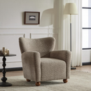 Christopher Knight Home Wingback Chair, Boucle Upholstered Accent Chair with Solid Wood Legs, Light Brown