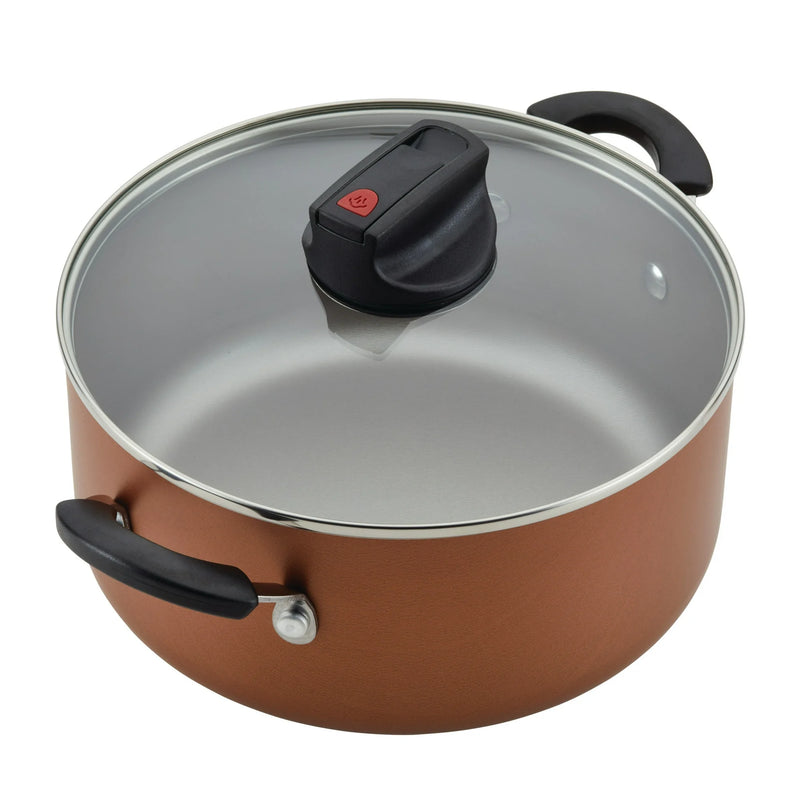 Farberware Easy Clean Steam Vent 14 Piece Nonstick Pots and Pans Set, Copper