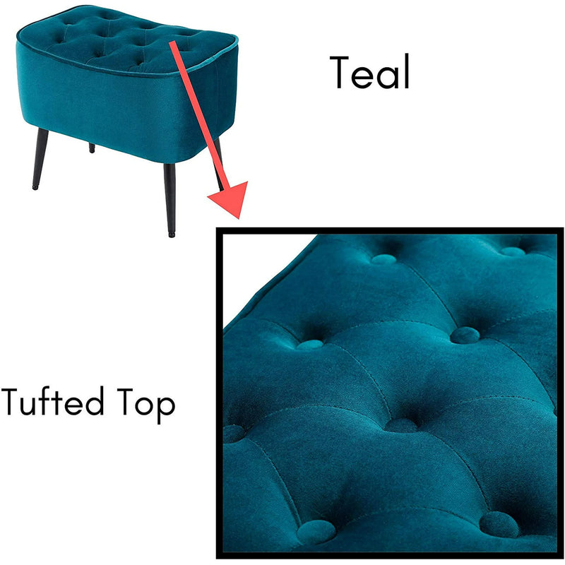 BirdRock Home Velvet Tufted Curve Ottoman