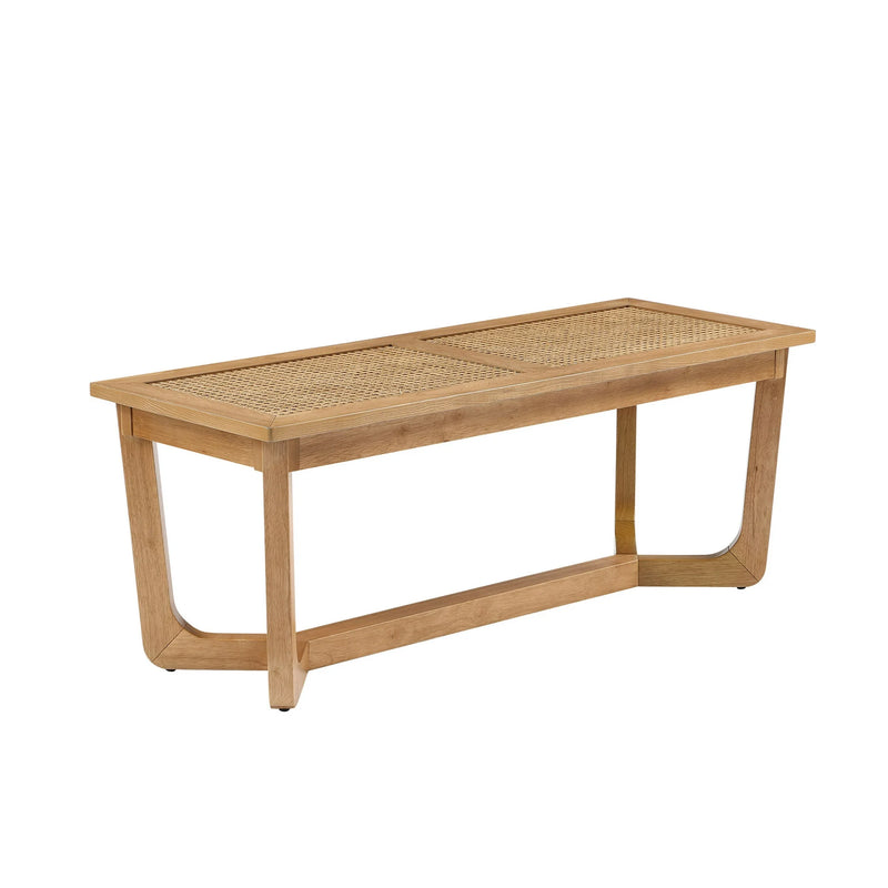 Beautiful Rattan & Wood Bench by Drew Barrymore