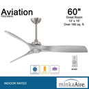 Aviation Ceiling Fan 11.5 inches tall by 60 inches wide by Minka Aire - F853