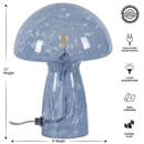 Urban Shop Novelty Glass Mushroom Lamp, Off-White Matte, 12" H, Plug-in Clear blue