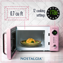 Nostalgia Retro Microwave Oven, 700W Compact Countertop, Pink