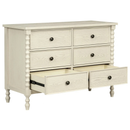 Madison Park Signature Beckett Antique Cream 46" 6-Drawer Solid Wood Dresser with Spindle Legs