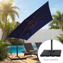 JEAREY 9-ft Aluminum Navy Crank Cantilever Patio Umbrella with Base