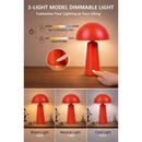 Better Homes & Gardens Rechargeable LED Portable Table Lamp, 9.5 in, Red Dome, Dimmable Touch Sensor