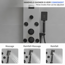BWE Onyx SPA All-in-One Black and Nickel 20-in Waterfall Dual Head Shower Tower System with 6-way Diverter