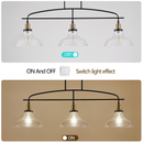 3-Light Black Iron Chandelier with Clear Glass Shades for Kitchen Island, Dining Room,or Living Room (Bulb Not Included)