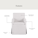 My Texas House Wren Slipcover Dining Chair with Casters Cream Polyester