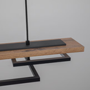 EDISLIVE 5 -Light Black Farmhouse Wood finish Linear LED Large Hanging Kitchen Island Light