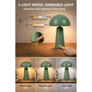 Better Homes & Gardens Rechargeable LED Portable Table Lamp, 9.5 in, Green Dome, Dimmable Touch Sensor