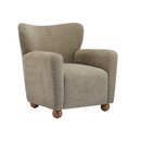 Christopher Knight Home Wingback Chair, Boucle Upholstered Accent Chair with Solid Wood Legs, Light Brown