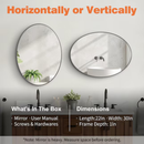 Clavie Bathroom Mirrors Wall Mirrors Accent Mirrors 22-in W x 30.0-in H Oval Black Framed Wall Mirror