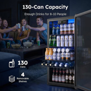 SIMZLIFE 17.3-in W 130-Can Capacity Black Freestanding Beverage Refrigerator 3.2 Cu.ft Mini Fridge Cooler with Reversible Door/Digital Temp Control