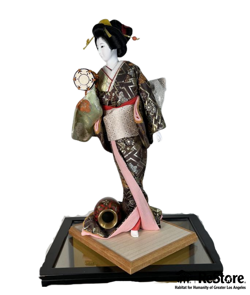 Geisha Doll In Glass Case