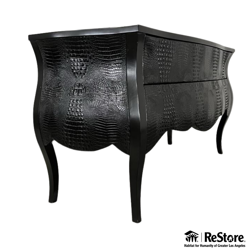 Custom Crocodile Leather Console Table 2 Drawers